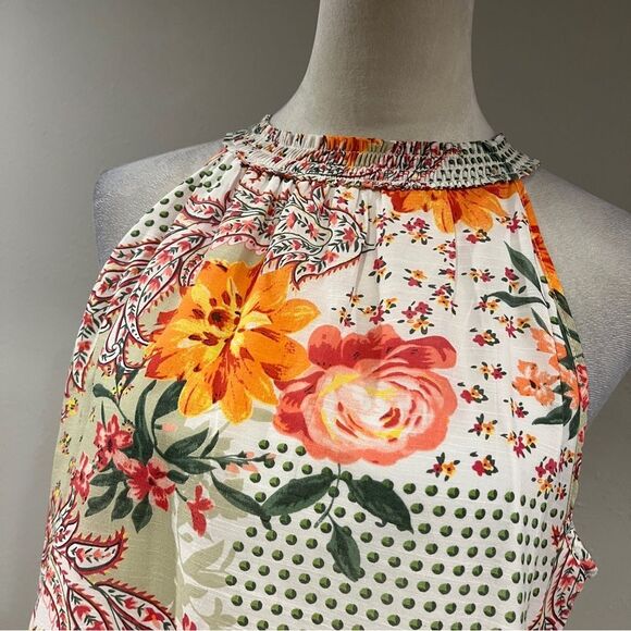 Floral sleeveless Halter Neck mini Dress size large - Picture 2 of 12